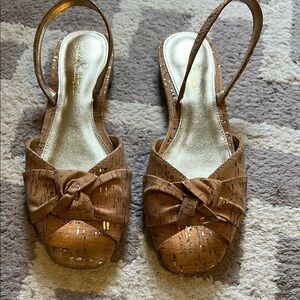 Lilly Pulitzer Tan Sandals with Bow Detail